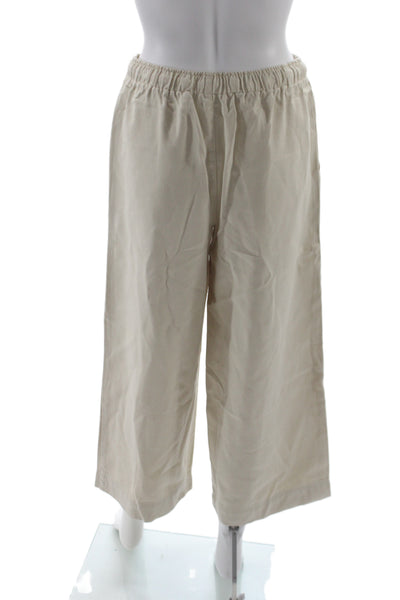 Z Supply Womens Cropped Beige Cotton Drawstring Pants Size S