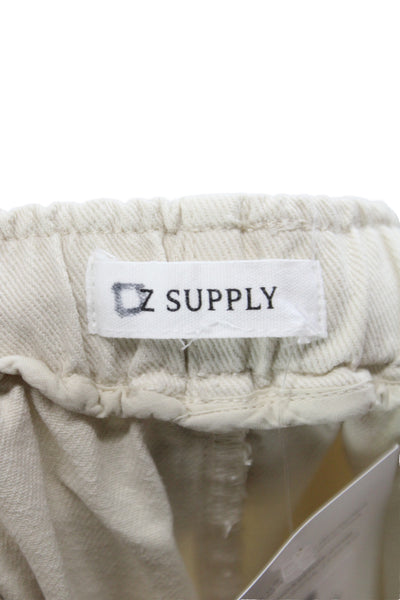 Z Supply Womens Cropped Beige Cotton Drawstring Pants Size S