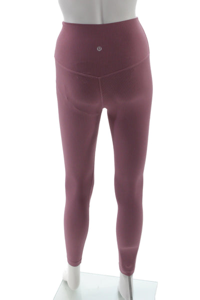 Lululemon Women Ankle Leggings Pink Nylon Athleisure Size 0