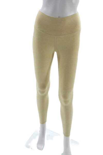 Alo Women Ankle Leggings Yellow Polyester Athleisure Pull On Size 2XS