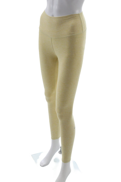 Alo Women Ankle Leggings Yellow Polyester Athleisure Pull On Size 2XS
