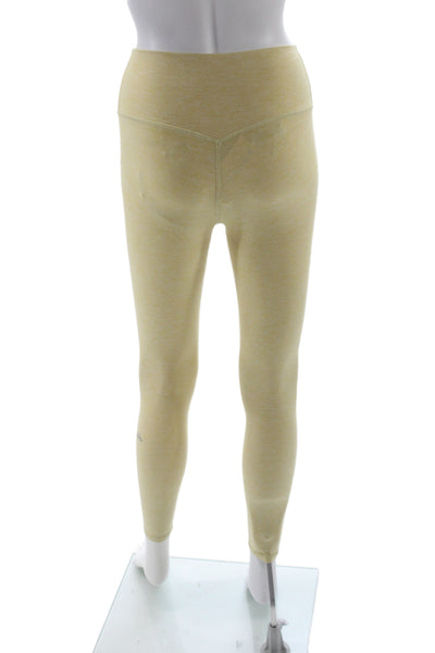 Alo Women Ankle Leggings Yellow Polyester Athleisure Pull On Size 2XS