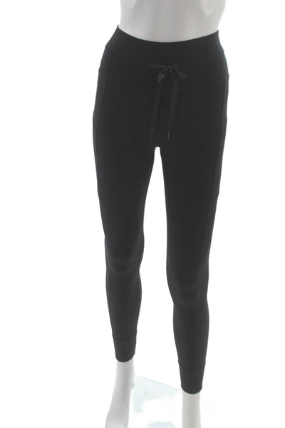 Carbon 38 Women Jogger Leggings Black Nylon Drawstring Athleisure Size XS