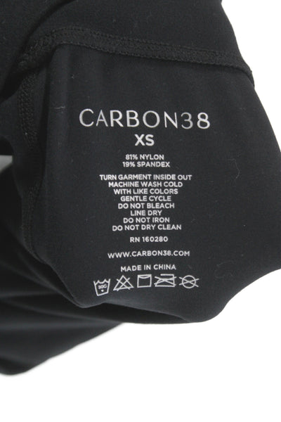 Carbon 38 Women Jogger Leggings Black Nylon Drawstring Athleisure Size XS