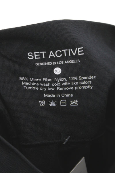 Set Active Womens Ankle Nylon Leggings Black Athleisure Solid Size XS