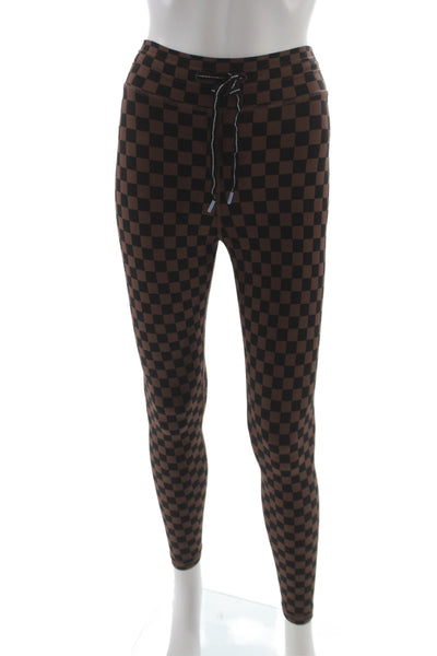 The Upside Women Black Checkered Ankle Leggings Recycled Polyamide Size 4