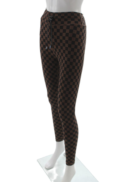 The Upside Women Black Checkered Ankle Leggings Recycled Polyamide Size 4