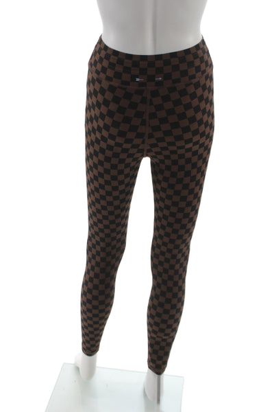 The Upside Women Black Checkered Ankle Leggings Recycled Polyamide Size 4