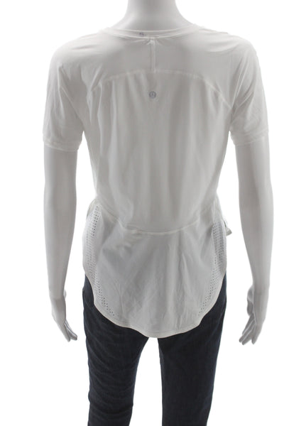 Lululemon Womens White Polyester Pullover T-Shirt Crew Neck Short Sleeve Size 4