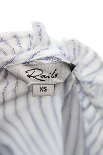 Rails Womens Sundress Blue Striped VNeck Short Sleeve Cotton Full-Length Size XS
