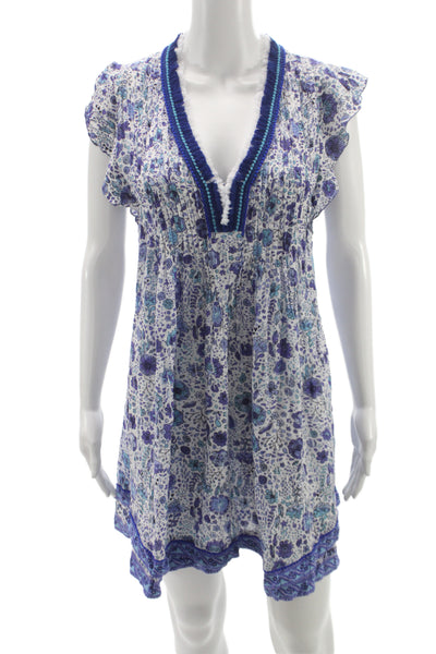 Poupette St. Barth Women Sundress Multicolor Floral V-Neck Knee Length Size S