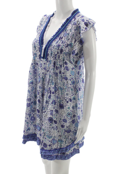 Poupette St. Barth Women Sundress Multicolor Floral V-Neck Knee Length Size S