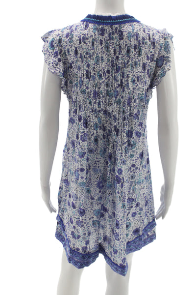Poupette St. Barth Women Sundress Multicolor Floral V-Neck Knee Length Size S