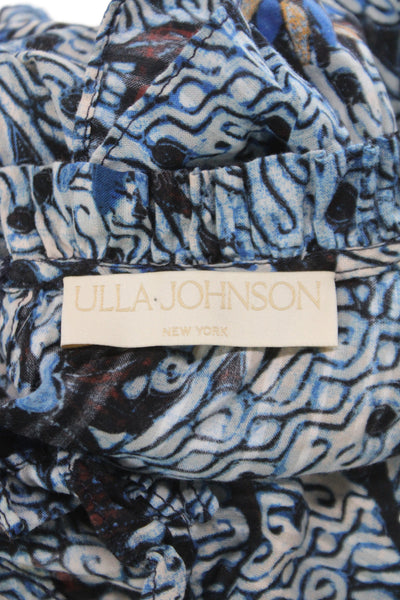 Ulla Johnson Womens A-Line Cotton Batik Dress Short Sleeve High Neck Size 2