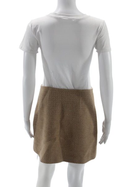 Theory Women Beige Wool Blend Mini Skirt Zip Closure Size 4