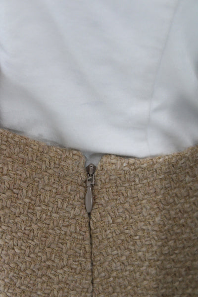 Theory Women Beige Wool Blend Mini Skirt Zip Closure Size 4