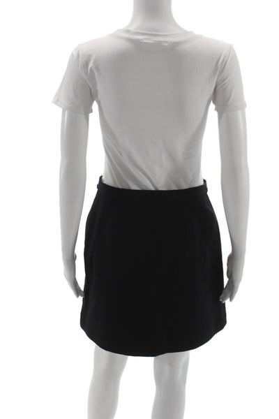 Theory Womens Black Cotton Mini Skirt Solid Zip Closure Size 4