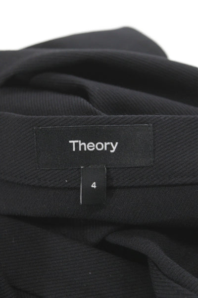 Theory Womens Black Cotton Mini Skirt Solid Zip Closure Size 4