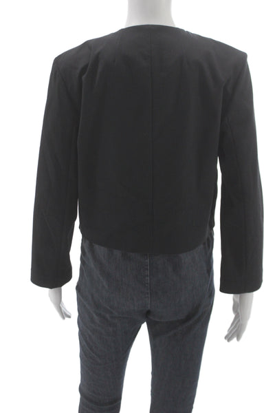 Theory Women Basic Jacket Black Cotton Blend Button Long Sleeve Size 4