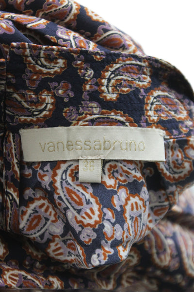 Ulla Johnson Womens Blouse Multicolor Paisley High Neck Long Sleeve Size 36