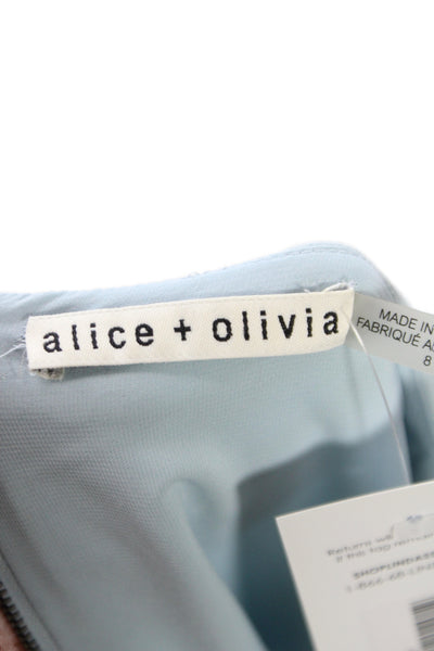 Alice + Olivia Women Sheath Dress Blue Boat Neck Half Sleeve Knee Length Size 8
