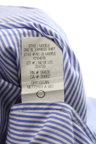 Theory Womens Shirt Dress Blue Striped Cotton Collared 3/4 Sleeve Size 6