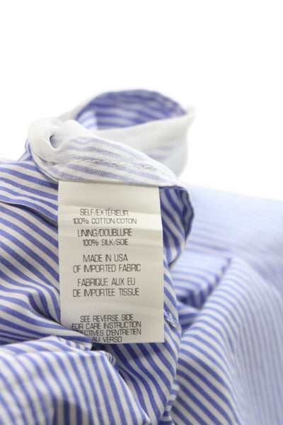 Theory Womens Shirt Dress Blue Striped Cotton Collared 3/4 Sleeve Size 6