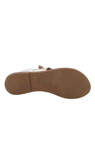 Soludos Women's Leather Metallic Thong Sandals Brown Size 7.5