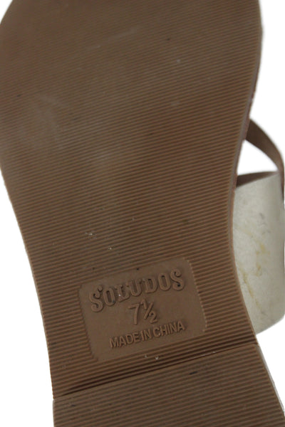 Soludos Women's Leather Metallic Thong Sandals Brown Size 7.5