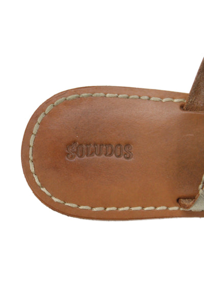 Soludos Women's Leather Metallic Thong Sandals Brown Size 7.5