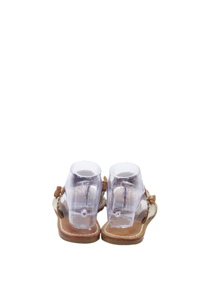 Soludos Women's Leather Metallic Thong Sandals Brown Size 7.5