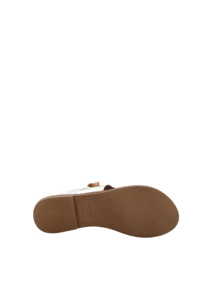 Soludos Women's Leather Metallic Thong Sandals Brown Size 7.5