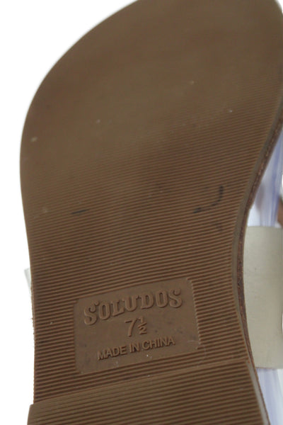 Soludos Women's Leather Metallic Thong Sandals Brown Size 7.5