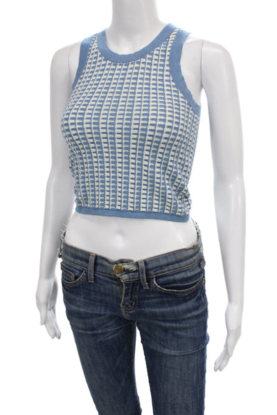 Guest in Residence Women Cropped Tank Cotton Crewneck Blue Size XS