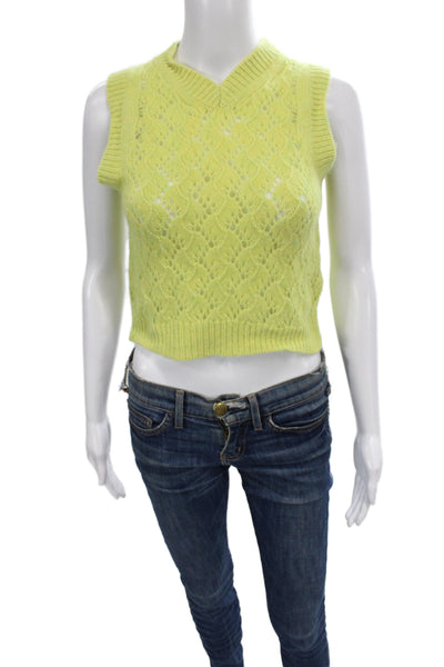 ACNE Studios Womens Wool V-Neck Sleeveless Vest Green Designer Size S