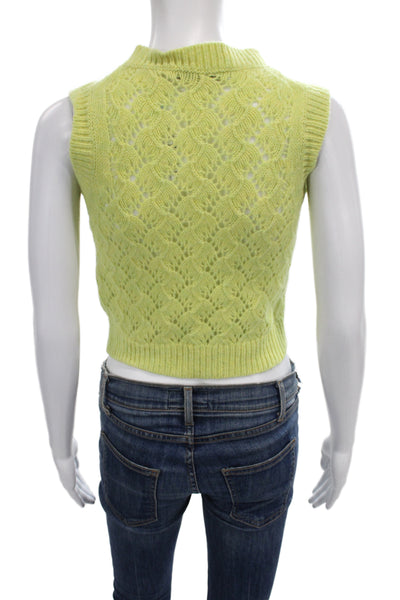 ACNE Studios Womens Wool V-Neck Sleeveless Vest Green Designer Size S