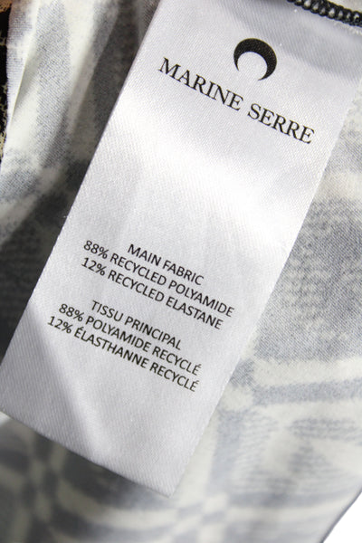Marine Serre Womens Black Geometric Crew Neck Long Sleeve Basic T-Shirt Size S