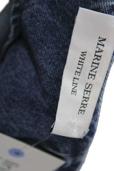 Marine Serre Womens Bodycon Dress Blue Sleeveless Crew Neck Cotton Size 36