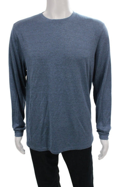 Theory Mens Blue Modal Long Sleeve Crew Neck Basic T-Shirt Size L