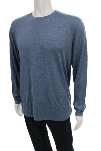 Theory Mens Blue Modal Long Sleeve Crew Neck Basic T-Shirt Size L