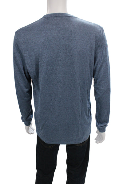 Theory Mens Blue Modal Long Sleeve Crew Neck Basic T-Shirt Size L