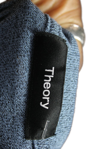 Theory Mens Blue Modal Long Sleeve Crew Neck Basic T-Shirt Size L