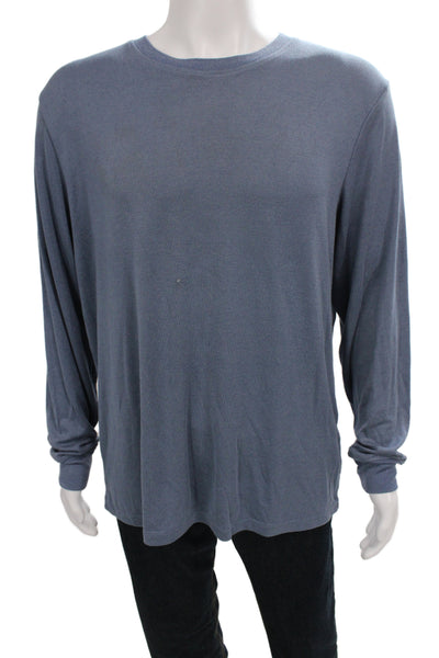 Theory Mens Blue Modal Long Sleeve Crew Neck Basic T-Shirt Size XL