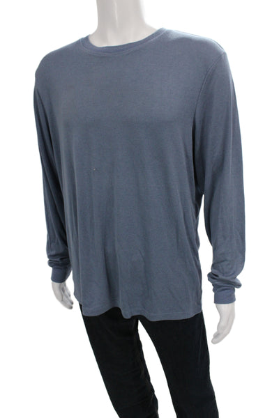 Theory Mens Blue Modal Long Sleeve Crew Neck Basic T-Shirt Size XL