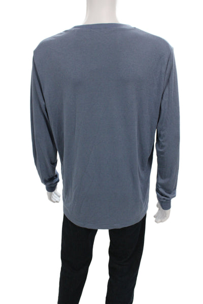 Theory Mens Blue Modal Long Sleeve Crew Neck Basic T-Shirt Size XL
