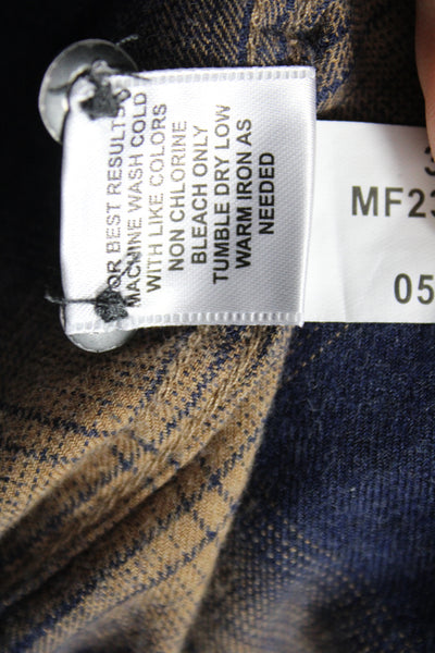 Peter Millar Mens Button Down Blue Plaid 100% Cotton Long Sleeve Size M