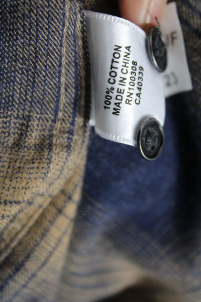 Peter Millar Mens Button Down Blue Plaid 100% Cotton Long Sleeve Size M