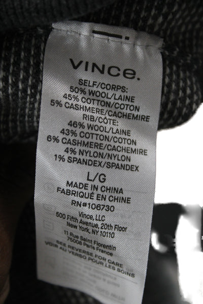 Vince Mens Pullover Wool Crew Neck Sweater Gray Long Sleeve Size L