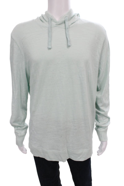 Faherty Mens Pullover Hoodie Cotton Green Drawstring Size XL