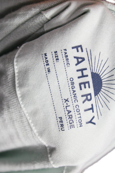 Faherty Mens Pullover Hoodie Cotton Green Drawstring Size XL